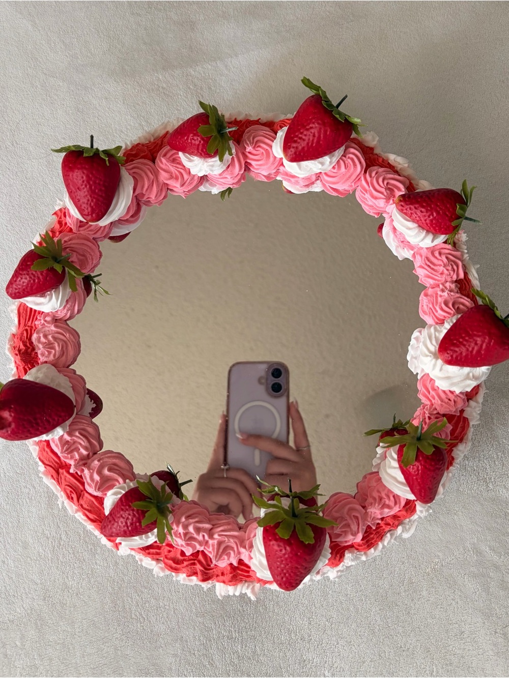 Strawberry Cake Round Mirror